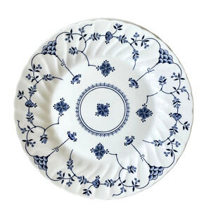 Queen's FINLANDIA Blue & White Floral Dinner Plates 10in Set of 4 England NEW